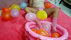 naughty latina teen playing with her big ass and balloons 😏