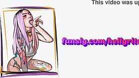 helly rite in nezuko cosplay masturbates solo, imagining creampie