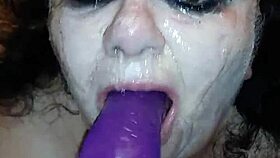 Ms. TL explores deepthroat with toys and dildo, gagging and choking intensely.