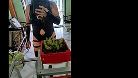 cleaning lady wears sexy outfit for subscribers