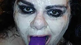 Ms. TL explores deepthroat with toys and dildo, gagging and choking intensely.