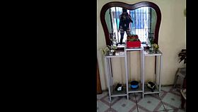 cleaning lady wears sexy outfit for subscribers