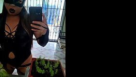 cleaning lady wears sexy outfit for subscribers