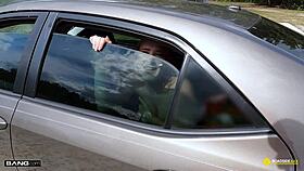 on a roadside stop, blonde hottie harper red gets rescued by a mechanic with a monster cock