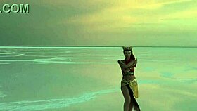 Mature amateurs dance under pink sky