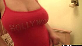 Busty slut with glasses hungrily sucks my cock in the bedroom