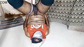 Ass upside down handjob on black cock!