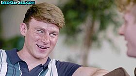 The muscle nympho gay stud tattoos his hunk BFF's asshole in missionary position.