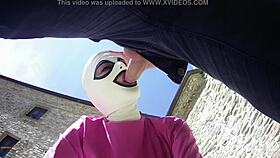 Laura sucks in heels outdoors