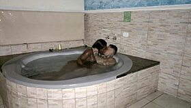 Latina Gay Blowbang with Interracial Bareback Banging in Bath