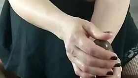 tysonsbigblackcock sxydani gives wet handjob on huge black cock