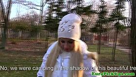 Euro Public Sex Slut Jizzed On Outdoors