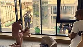 Anal fucking with pissing in front of the cleaning lady 😈