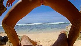 Amateurs engage in passionate sex on paradise beach