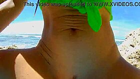 Amateurs engage in passionate sex on paradise beach