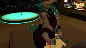 slutty tasque manager gets railed in bed by horny pokemon in vrchat porn