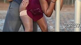 wet pussy gets public doggystyle from curvy milf