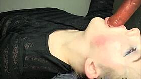 Extreme Deepthroat With Huge Dildo Distends Throat