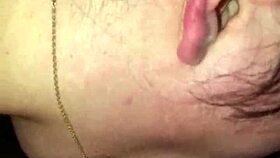 white girl gives sloppy neck blowjob