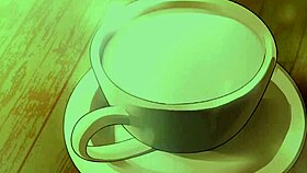 Squirting Milk Lactating into Coffee Cup in Hentai Animation