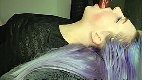 Extreme Deepthroat With Huge Dildo Distends Throat