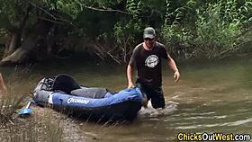 australian couple gets creampie outdoors after blowjob