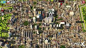 fashionbusiness episode with 3d characters near the pool, game-inspired scene