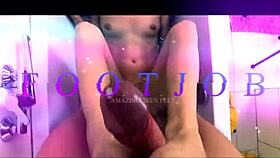 Blonde with long legs in heels takes monster cock cumshot