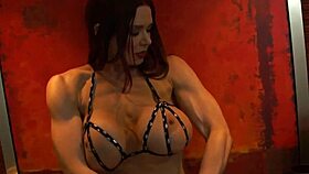 my muscular redhead bodybuilder dominates in bikini