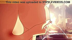 Squirting Milk Lactating into Coffee Cup in Hentai Animation