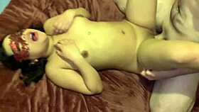 sexy latina teen joins spitroast threesome action