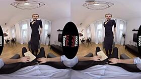 Blonde babe handles big cock in virtual taboo.