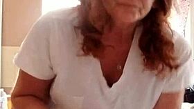 She Applies Lotion to Her Sexy Mature Skin