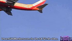 Tanned hot blonde frolics naked flashing natural tits in backseat close up