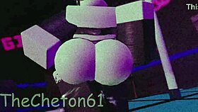 a slut dances striptease in roblox club, clothes ripped by huge monster cock.