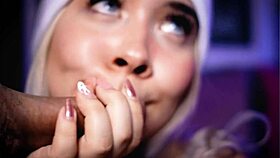 Blonde demonstrates professional cock sucking on webcam