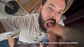 homem barbudo chupa 41 paus em mamada completa no red