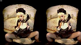 rebeka black cosplay dildo masturbation