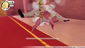 in this hentai game, futanari blonde fights brunette and gets taken in the ass