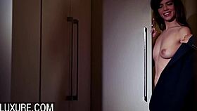 Manon Martin in lingerie anal plug threesome. Shaved brunette spooning turns to assfucking blowjob.