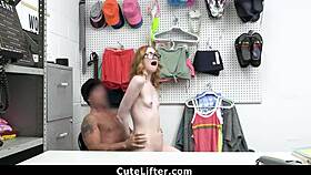 Nerdy Shoplifter Punished With Hard Cock In Garage!