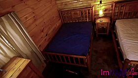 Camping couple gets caught fucking in the cabin