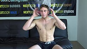 amateur jock shows and shakes his cock during casting 😏