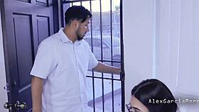 Latina Student in Uniform Fucks Boyfriend's Dad