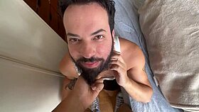 Bearded man sucks 41 cocks