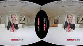 Blonde enjoys pumpkins joyride in reality vr