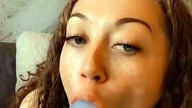 Feeling aroused with dildo sucking and pussy play with syren