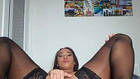 big ass with stockings slut masturbates with dildo and vibrator briana banderas