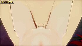 hu tao bent over, taking double penetration from toys in this hentai scene