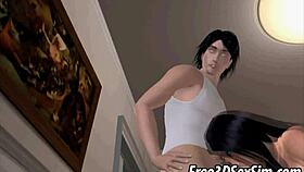 Tasty 3D brunette enjoys interracial group sex with ebony partners